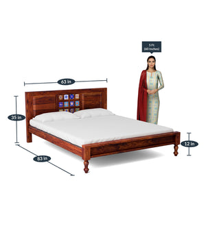 Rangrez Solid Wood Queen Size Bed In Honey Oak Finish (60 - 78 inch Mattress Size)