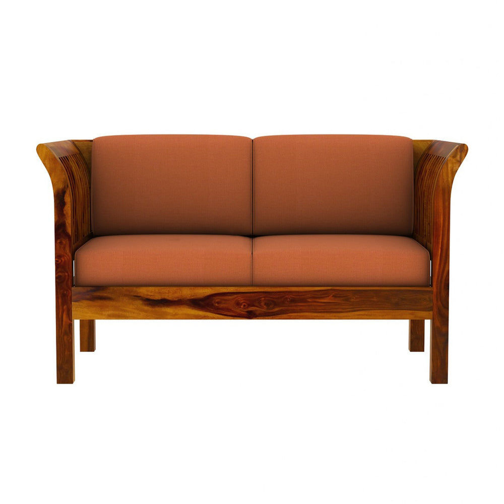 Haveli 2+1+1 Seater Wooden Sofa (Orange Colour, Honey Finish)