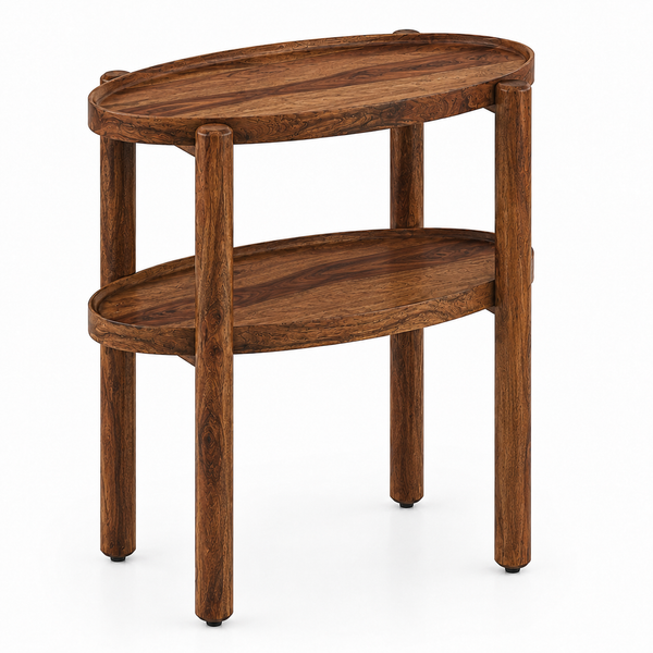 Pearl Sheesham Wood Side Table in Rustic Teak Finish
