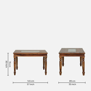 Rangrez Sheesham Wood 6 Seater Dining Set In Honey Oak Finish With Cushioned Bench