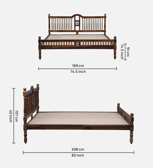 Nilaya Sheesham Wood King Size Bed In Provincial teak Finish (72 - 78 inch Mattress Size)