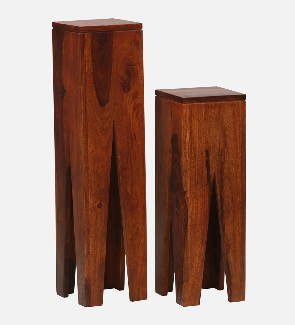 Volgo Sheesham Wood End Table In Honey Oak Finish