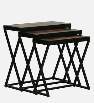 Nugent Sheesham Wood Nest Of Tables In Natural Finish