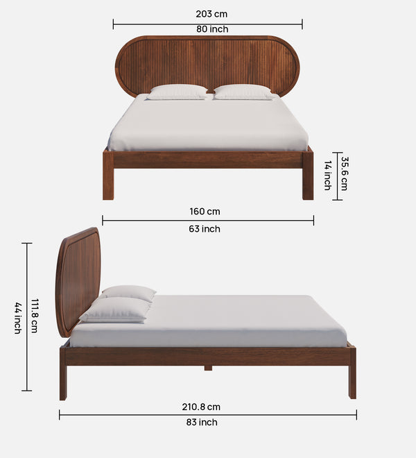 Orren Mango Wood Queen Size Bed In Provincial Teak Finish Without Storage (60 x 78 inches)
