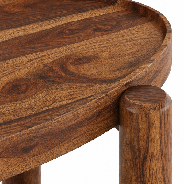 Pearl Sheesham Wood Side Table in Rustic Teak Finish