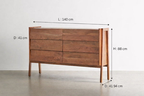 Wallace Solid Wood Chest Of 6 Drawers In Matte Finish