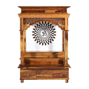Pradha Sheesham Wood Prayer Unit in Teak Finish