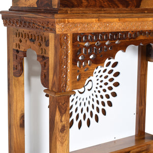 Pradha Sheesham Wood Prayer Unit in Teak Finish