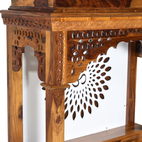 Pradha Sheesham Wood Prayer Unit in Teak Finish