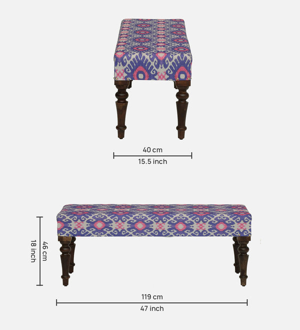 Utthita Sheesham Wood Upholstered Bench In Walnut Finish