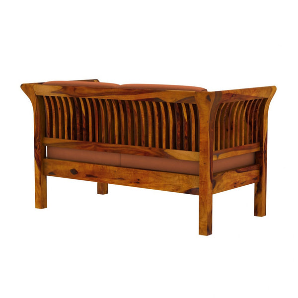 Haveli 2+1+1 Seater Wooden Sofa (Orange Colour, Honey Finish)