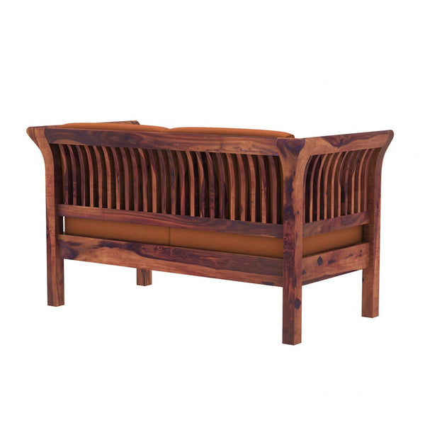 Haveli 3+2 Seater Wooden Sofa (Orange Colour, Teak Finish)