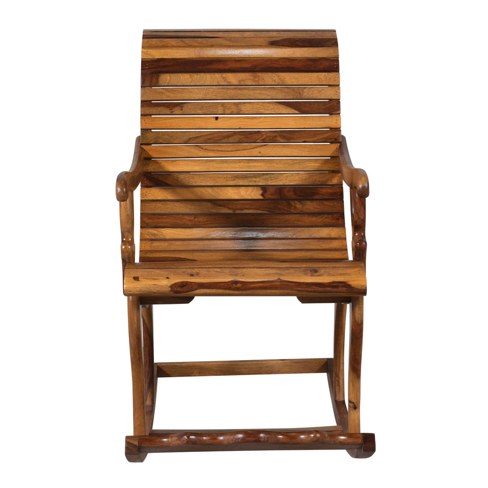 Rajasthani Sheesham Wood Rocking Chair in Teak Finish