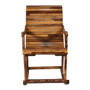 Rajasthani Sheesham Wood Rocking Chair in Teak Finish