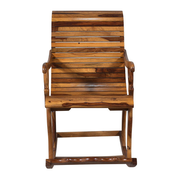 Rajasthani Sheesham Wood Rocking Chair in Teak Finish