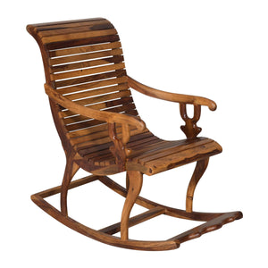 Rajasthani Sheesham Wood Rocking Chair in Teak Finish