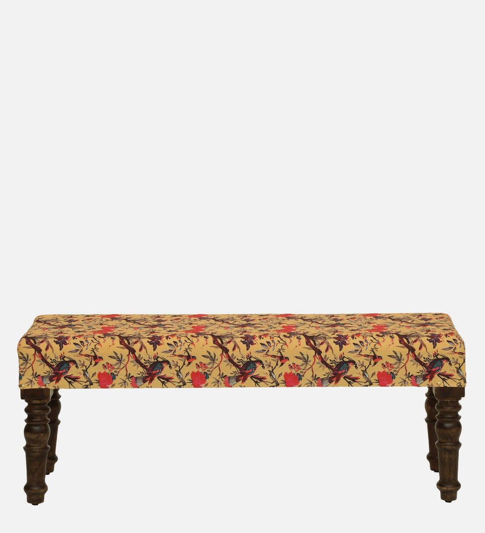 Utthita Sheesham Wood Upholstered Bench In Walnut Finish