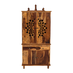 Tnesh Sheesham Wood Prayer Unit in Teak Finish
