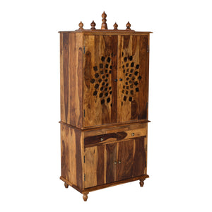 Tnesh Sheesham Wood Prayer Unit in Teak Finish