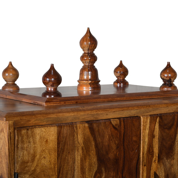 Tnesh Sheesham Wood Prayer Unit in Teak Finish