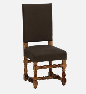 Ivaan Solid Wood Upholstered Dining Chair In Grey Colour