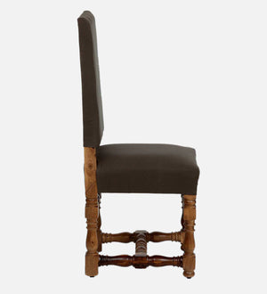 Ivaan Solid Wood Upholstered Dining Chair In Grey Colour