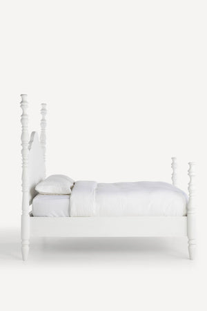 Tiana Solid Mango Wood King Size Non Storage Bed in White Finish