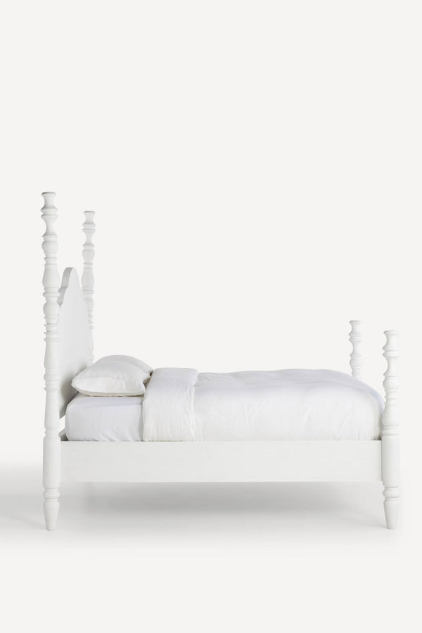 Tiana Solid Mango Wood King Size Non Storage Bed in White Finish