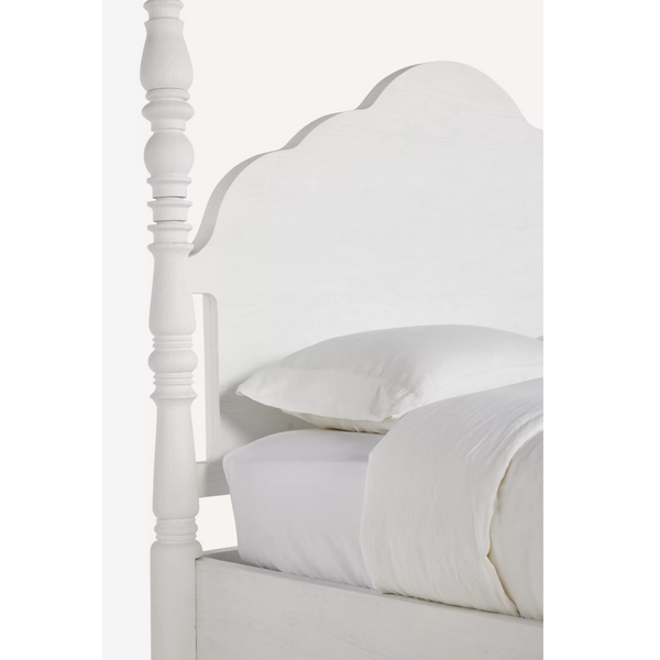 Tiana Solid Mango Wood King Size Non Storage Bed in White Finish