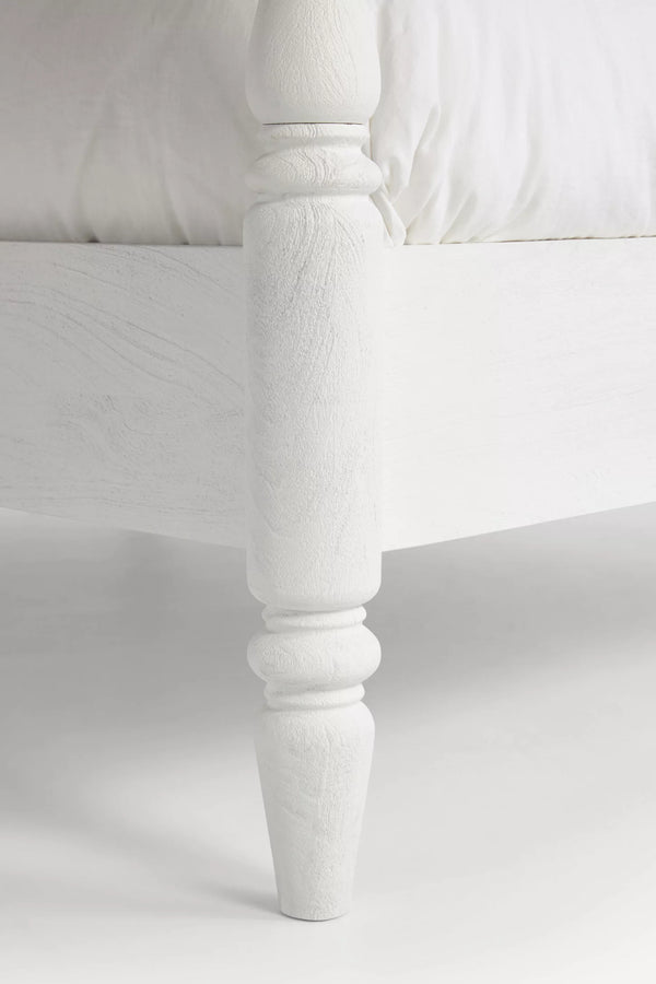 Tiana Solid Mango Wood King Size Non Storage Bed in White Finish