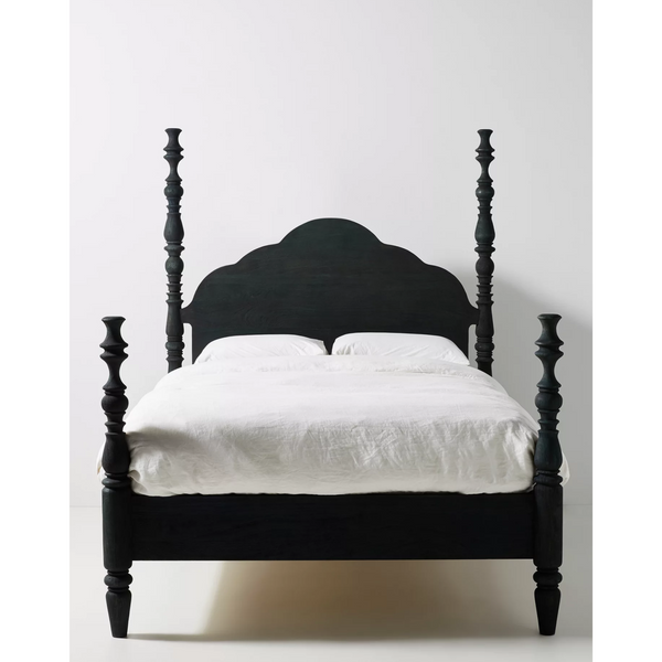 Tiana Solid Mango Wood King Size Non Storage Bed in Black Finish