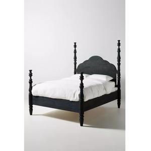 Tiana Solid Mango Wood King Size Non Storage Bed in Black Finish