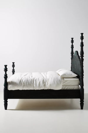 Tiana Solid Mango Wood King Size Non Storage Bed in Black Finish
