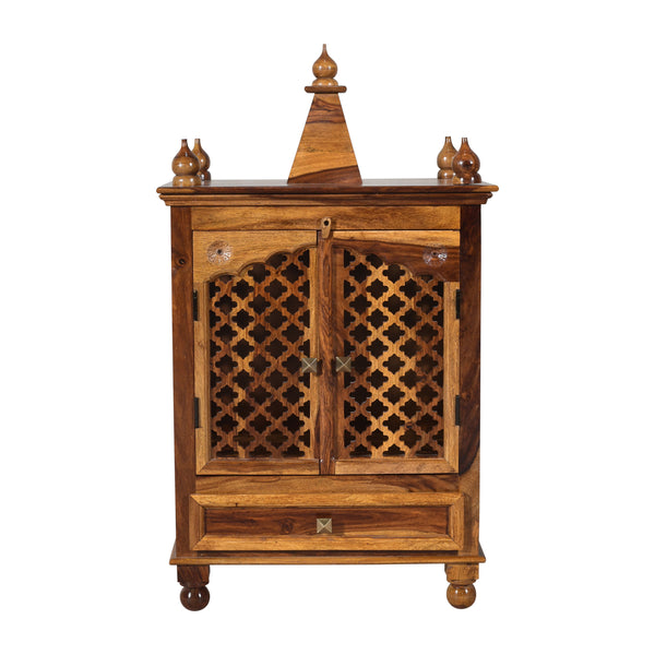 Lidi Sheesham Wood Prayer Unit in Teak Finish
