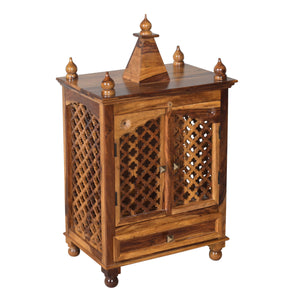 Lidi Sheesham Wood Prayer Unit in Teak Finish