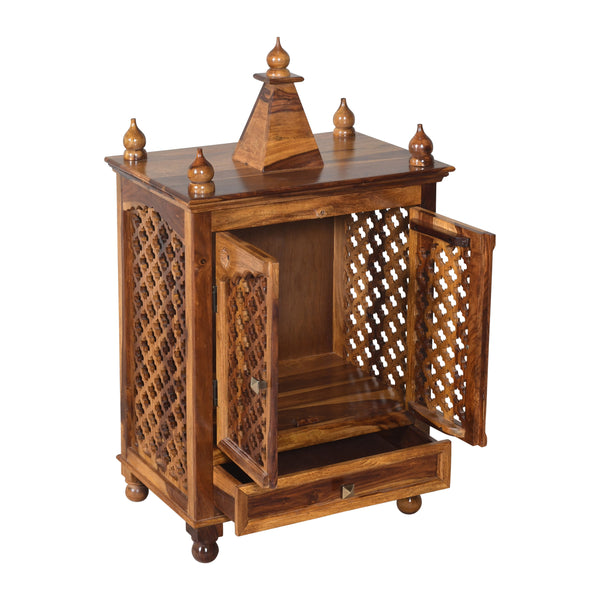Lidi Sheesham Wood Prayer Unit in Teak Finish