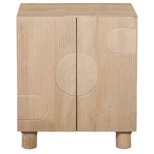 Saki Solid Mango Wood Cabinet with Two Door in White Wash Finish
