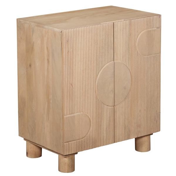 Saki Solid Mango Wood Cabinet with Two Door in White Wash Finish