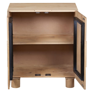 Saki Solid Mango Wood Cabinet with Two Door in White Wash Finish
