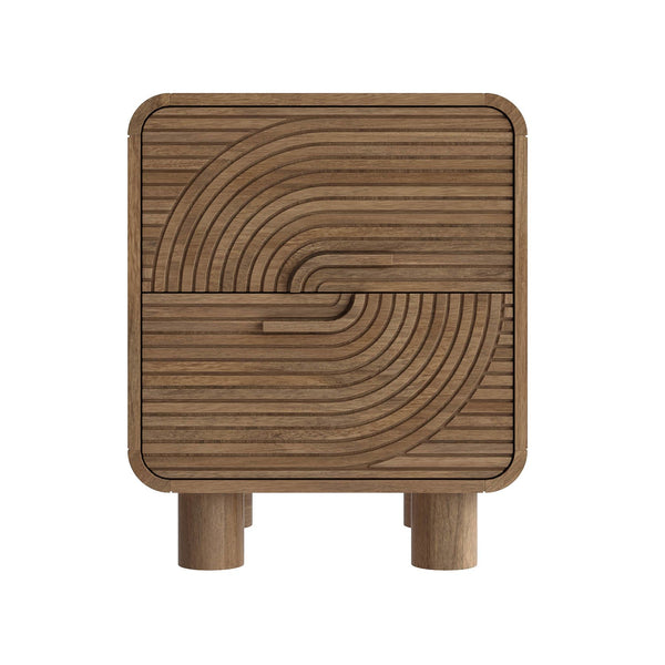 Kosmo Solid mango wood bedside table with 2 Drawer in Provincial Teak Finish