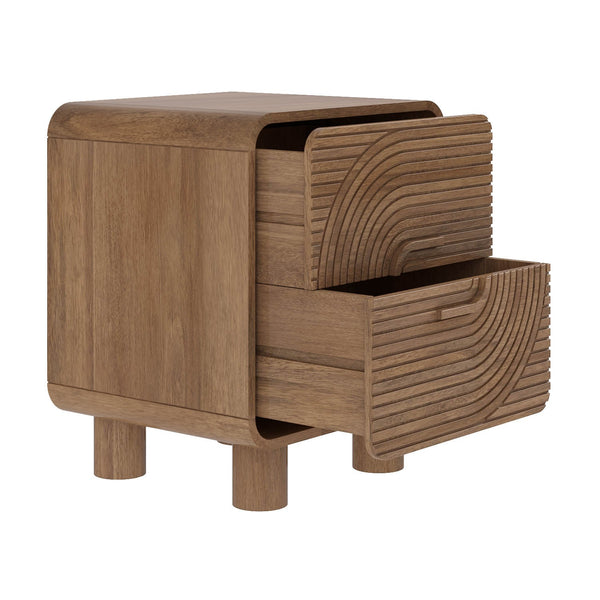 Kosmo Solid mango wood bedside table with 2 Drawer in Provincial Teak Finish