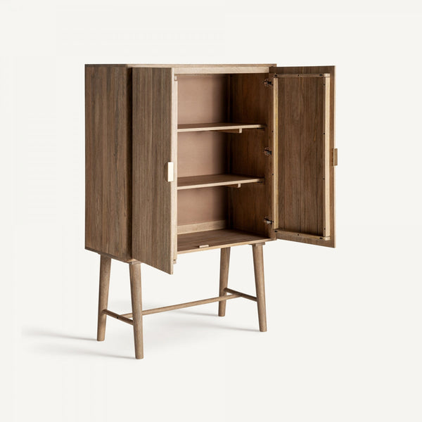 Teshio Solid Mango Wood Cabinet with Two Door in Brown Finish