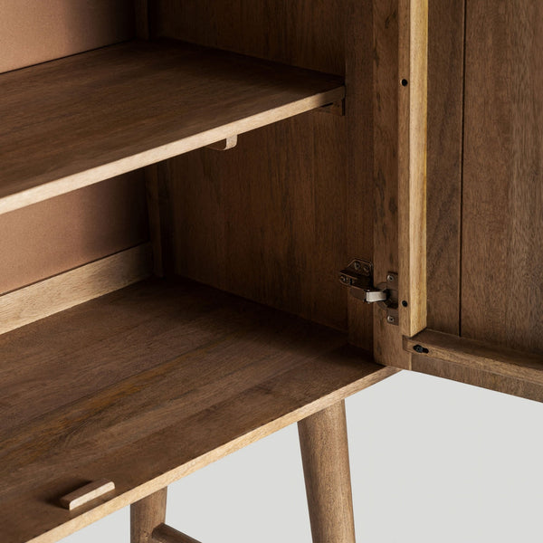 Teshio Solid Mango Wood Cabinet with Two Door in Brown Finish