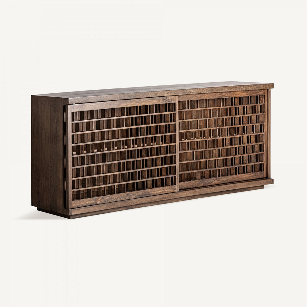 Kryss Solid Mango wood Sideboard with 2 Sliding Door in Provincail Teak Finish