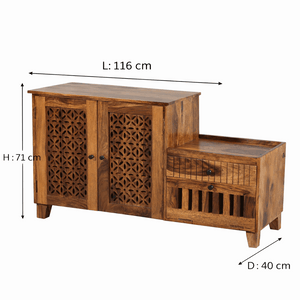 Dolo Sheesham Wood Shoerack in Teak Finish