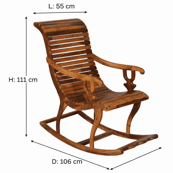 Rajasthani Sheesham Wood Rocking Chair in Teak Finish