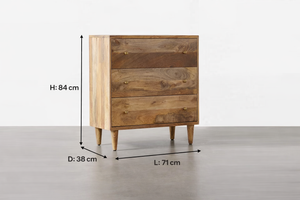 Philip Solid Wood Chest Of 3 Drawers In Matte Finish