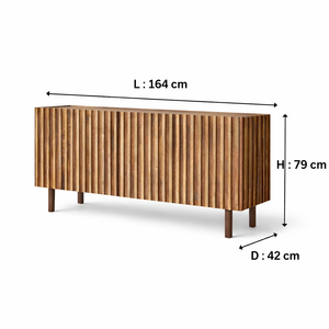 Sarge Solid Mango Wood Sideboard with 3 Door in Rustic Teak Finish