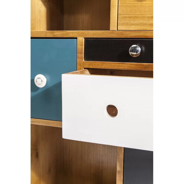Wonderland Solid Mango Wood Chest of Drawer With Multicolor Drawer in Natural Finish