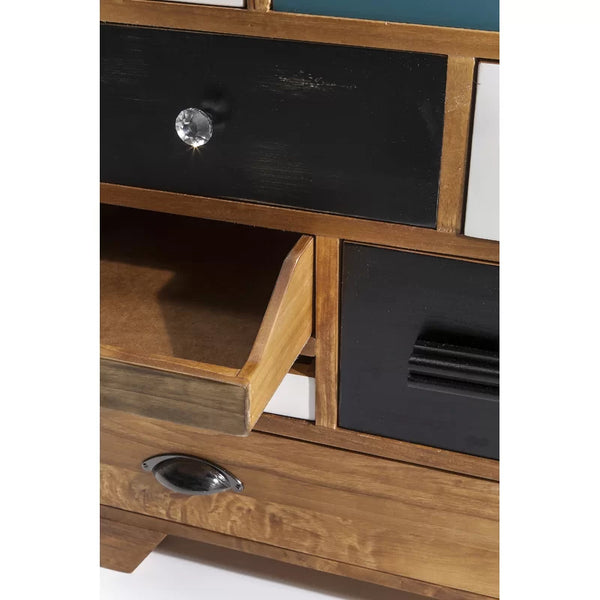 Wonderland Solid Mango Wood Chest of Drawer With Multicolor Drawer in Natural Finish